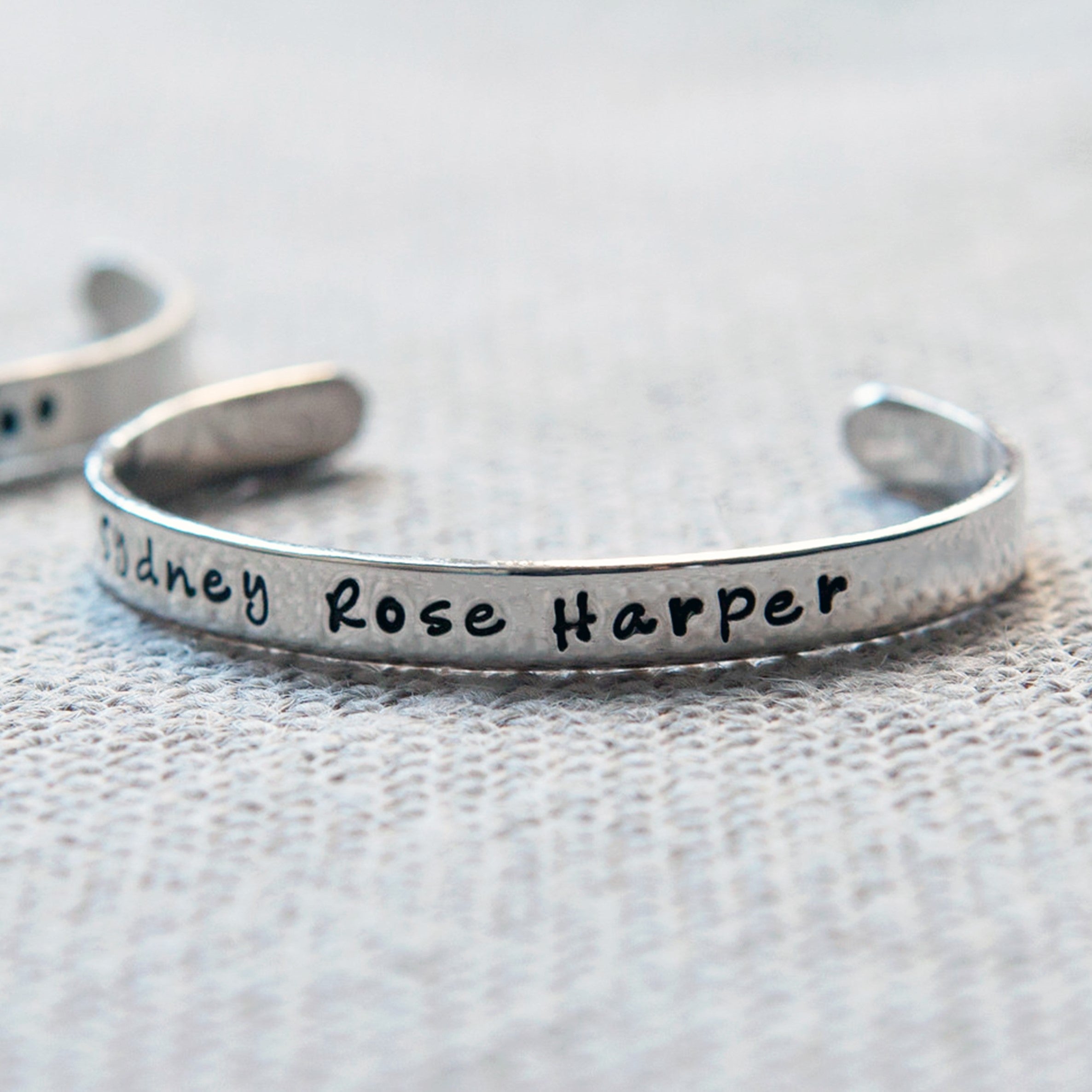 Personalised Silver Christening Cuff Bracelet by Morgan & French