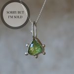 Trilliant shaped Verdelite Green Tourmaline Necklace