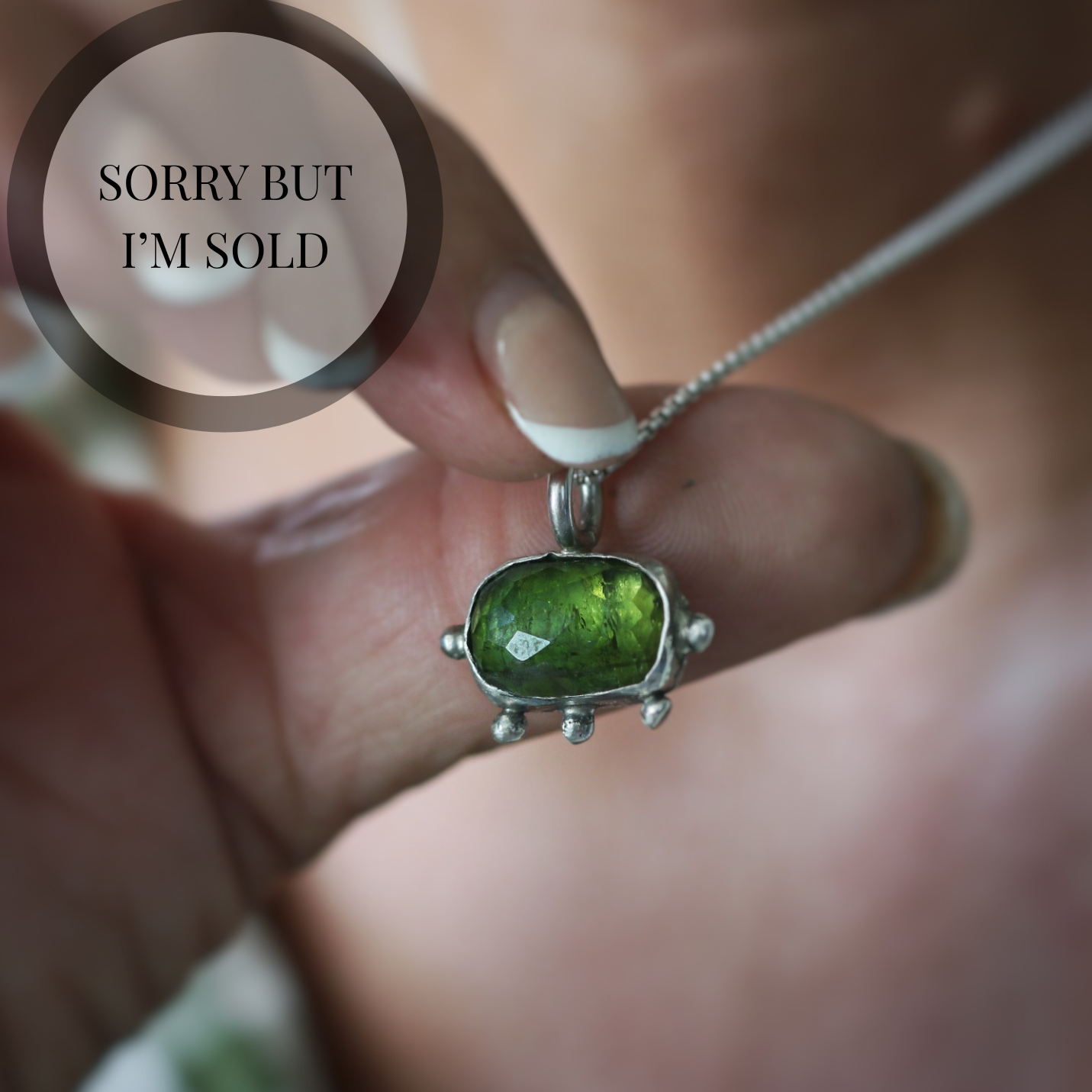 Cushion Shaped Verdelite Green Tourmaline Necklace