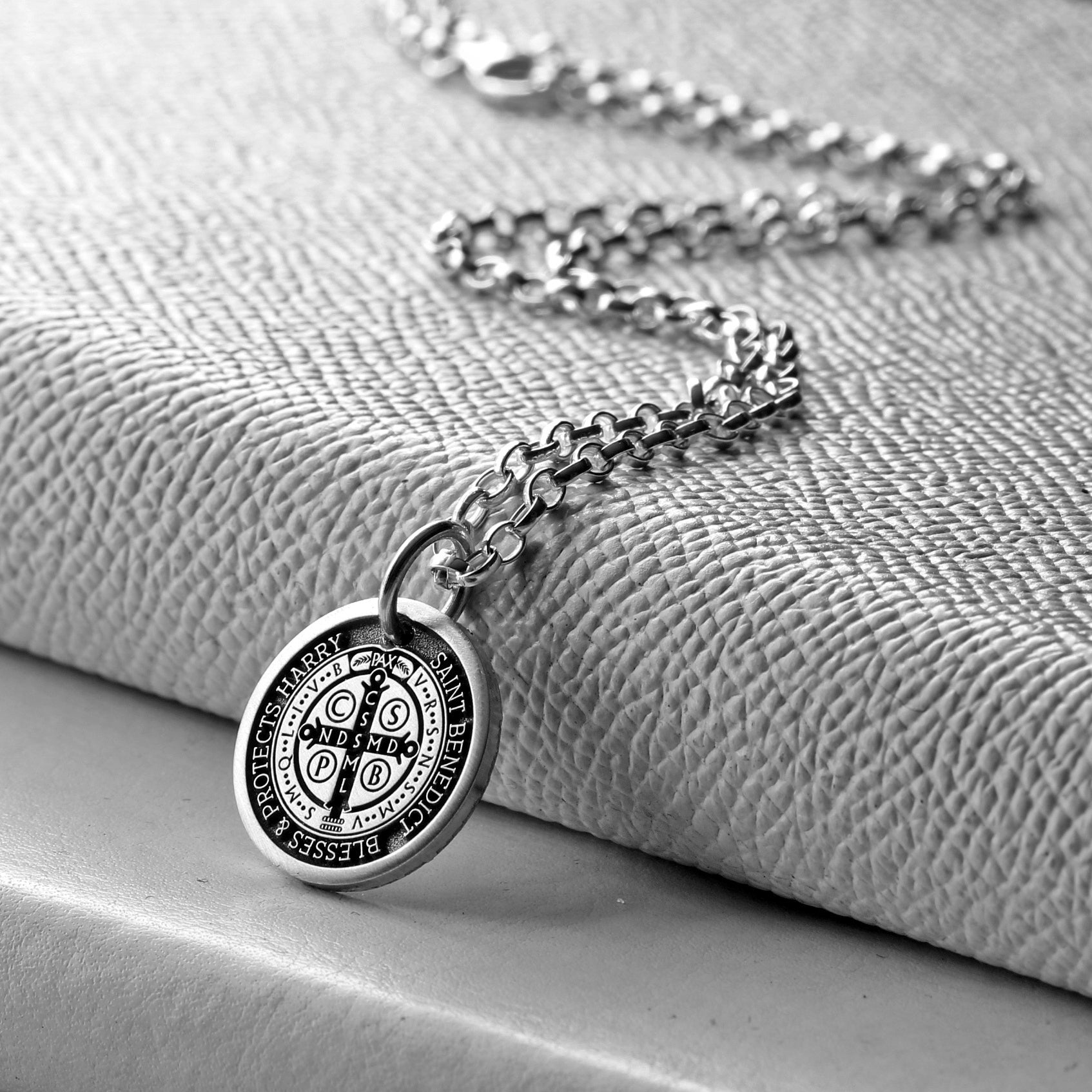 Personalised Silver Saint Benedict Necklace