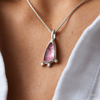 Elongated Raspberry Pink Tourmaline Necklace — No. 002 - Thumbnail 1