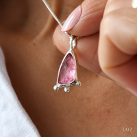 Elongated Raspberry Pink Tourmaline Necklace — No. 002 - Thumbnail 2