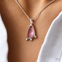 Elongated Raspberry Pink Tourmaline Necklace — No. 002 - Thumbnail 3