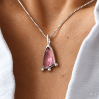 Elongated Raspberry Pink Tourmaline Necklace — No. 002 - Thumbnail 4