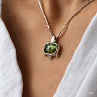 Moss Green Cabochon Tourmaline Necklace — No. 006 - Thumbnail 1