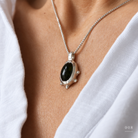 Inky Green Oval Tourmaline Necklace — No. 008 - Thumbnail 1