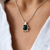 Deep Teal Cushion Tourmaline Necklace — No. 009 - Thumbnail 1