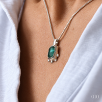 Pale Teal Cushion Tourmaline Necklace — No. 010 - Thumbnail 1