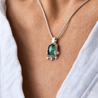Pale Teal Cushion Tourmaline Necklace — No. 010 - Thumbnail 3