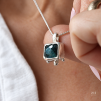 Indigo Blue Cushion Tourmaline Necklace — No. 011 - Thumbnail 2
