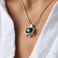 Indigo Blue Cushion Tourmaline Necklace — No. 011 - Thumbnail 3