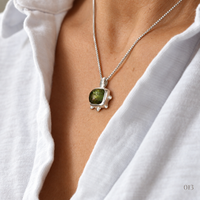 Olive Green Cushion Tourmaline Necklace — No. 013 - Thumbnail 3