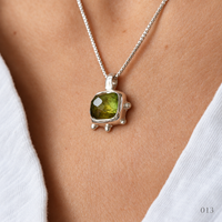 Olive Green Cushion Tourmaline Necklace — No. 013 - Thumbnail 4