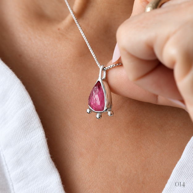 Raspberry Pink Tourmaline Necklace — No. 014 — photograph 2