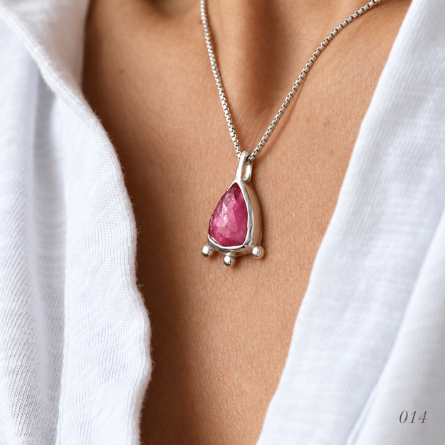 Raspberry Pink Tourmaline Necklace — No. 014 — photograph 3