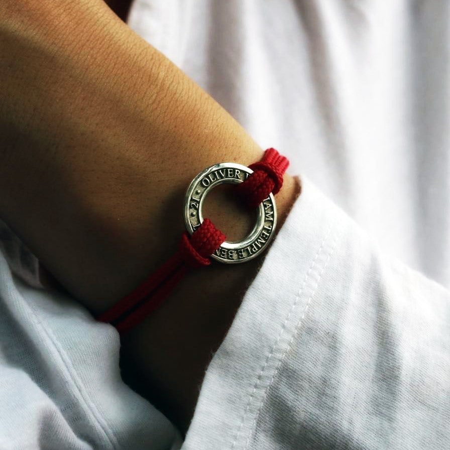 Paracord Personalised Silver Washer Bracelet