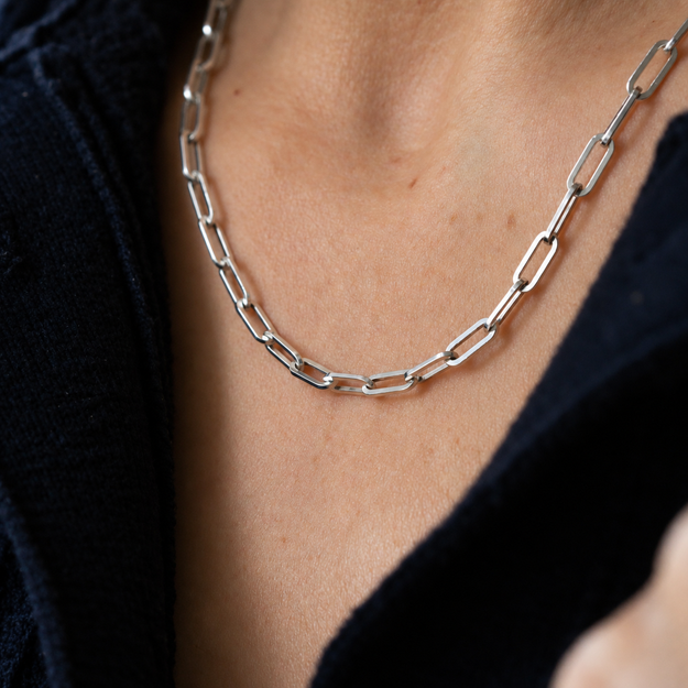 Another view of the 3.12 mm sterling silver paperclip chain