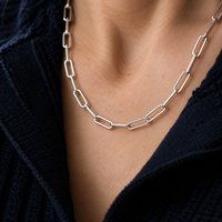 Bold Paperclip Chain Necklace in Sterling Silver - Thumbnail 2