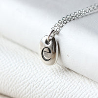 Silver Personalised Letter Pebble Pendant - Thumbnail 1