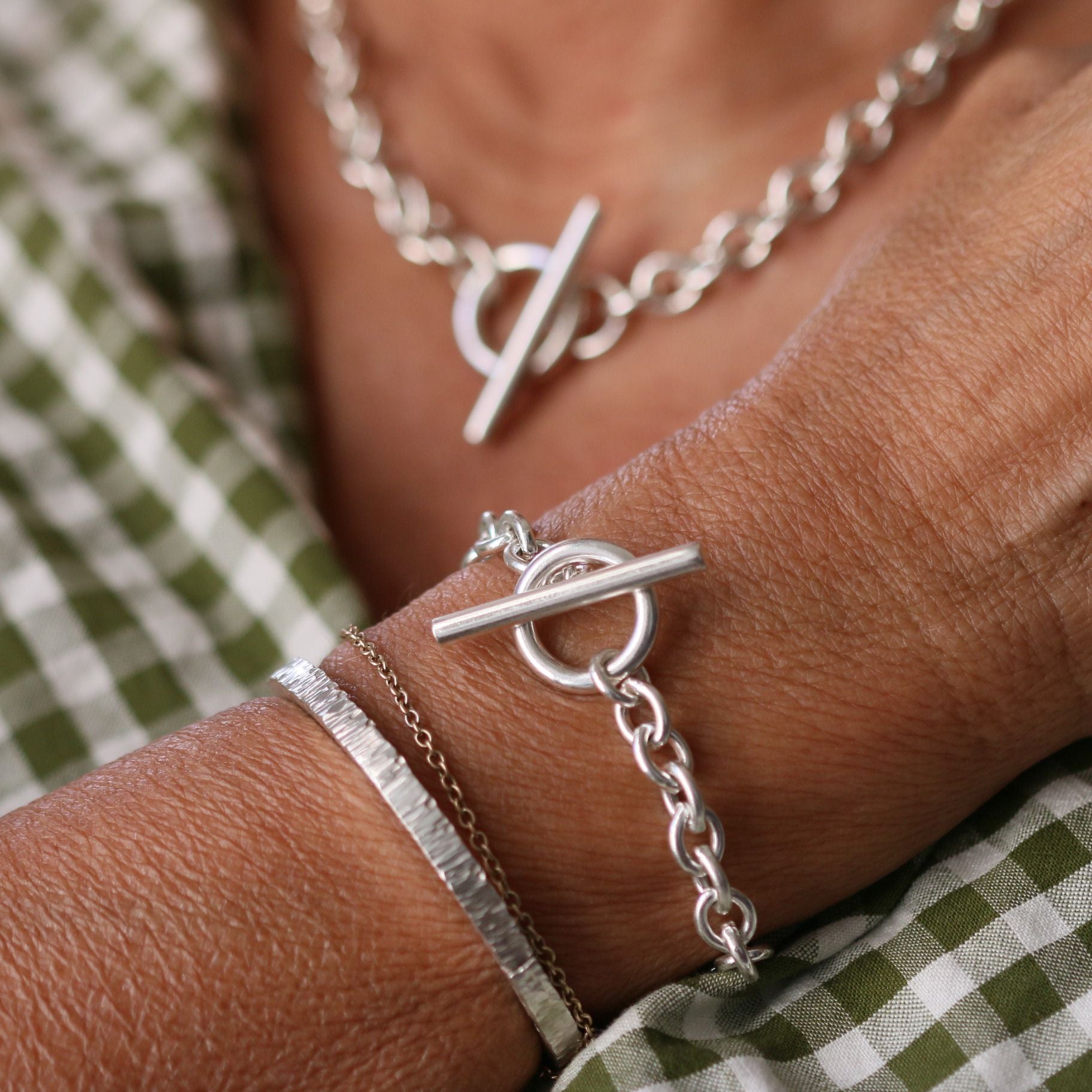 Heavyweight Silver T-Bar Bracelet