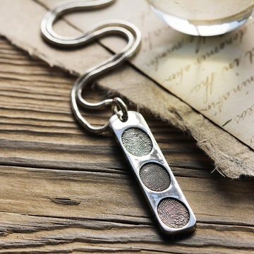 Fingerprint Ingot Necklace with Shaped Prints