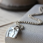 Hand & Footprint Square Charm Necklace - Image 1