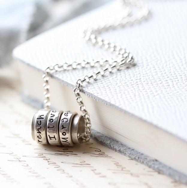 Silver Spinning Ring Necklace