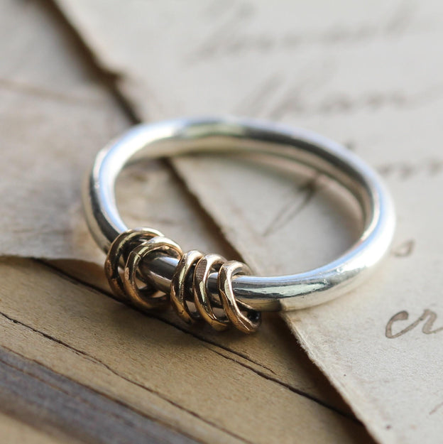 Milestones Coin Rings Rings Personalised Silver Milestone Ring with Gold