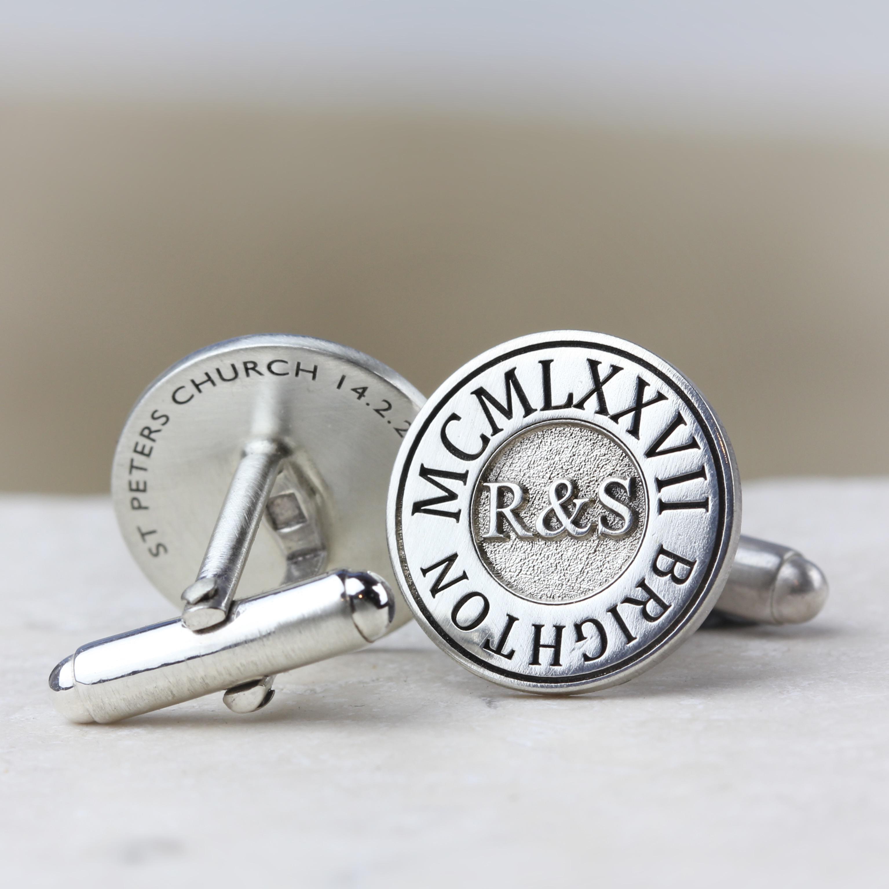 Personalised Silver Wedding Cufflinks