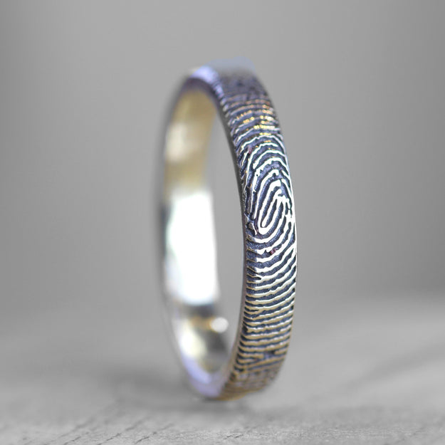 Slender Silver Fingerprint Ring