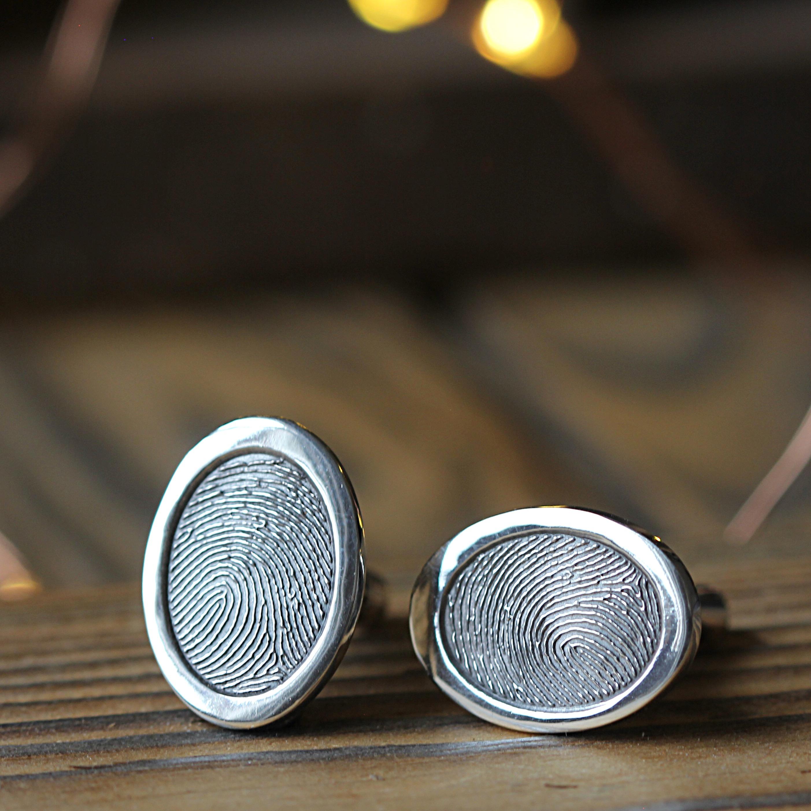 Morgan & French Oval Fingerprint Cufflinks
