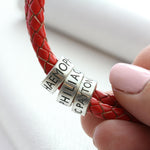 Slim Silver Band Leather Medical Alert Bracelet - Image 4