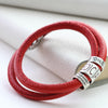 Slim Silver Band Leather Medical Alert Bracelet - Thumbnail 7