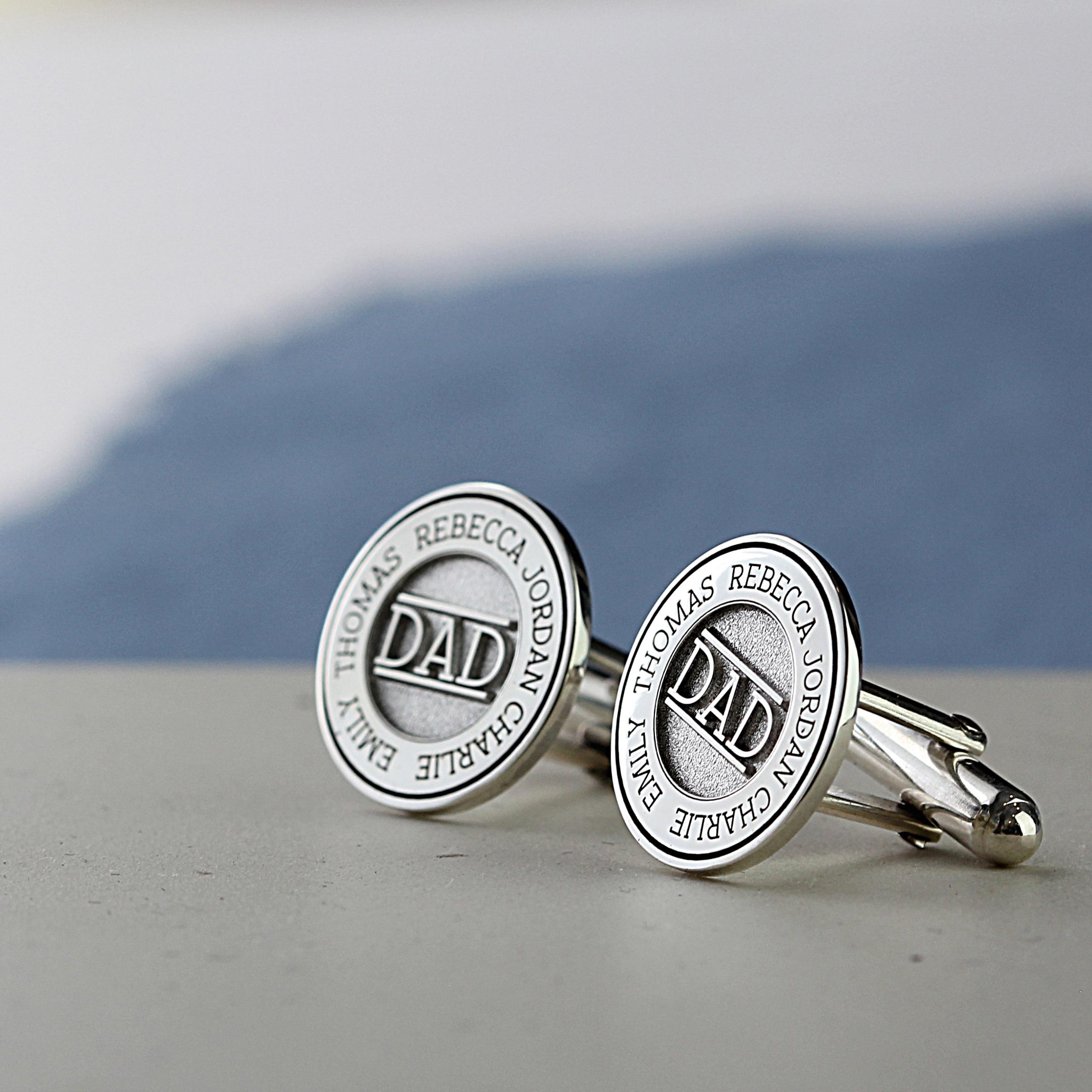 Personalised Silver Dad Cufflinks by Morgan & French