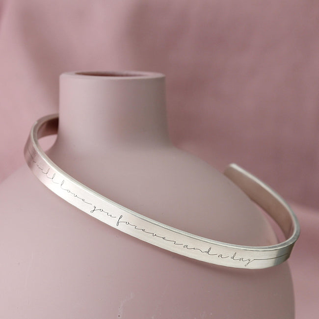 Personalised silver cuff bracelet