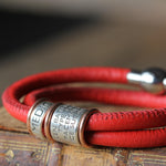 Soft Red Leather and Silver Medical Alert Bracelet - Image 4