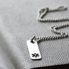 Men's Silver Medical Alert Allergy Necklace - Thumbnail 5