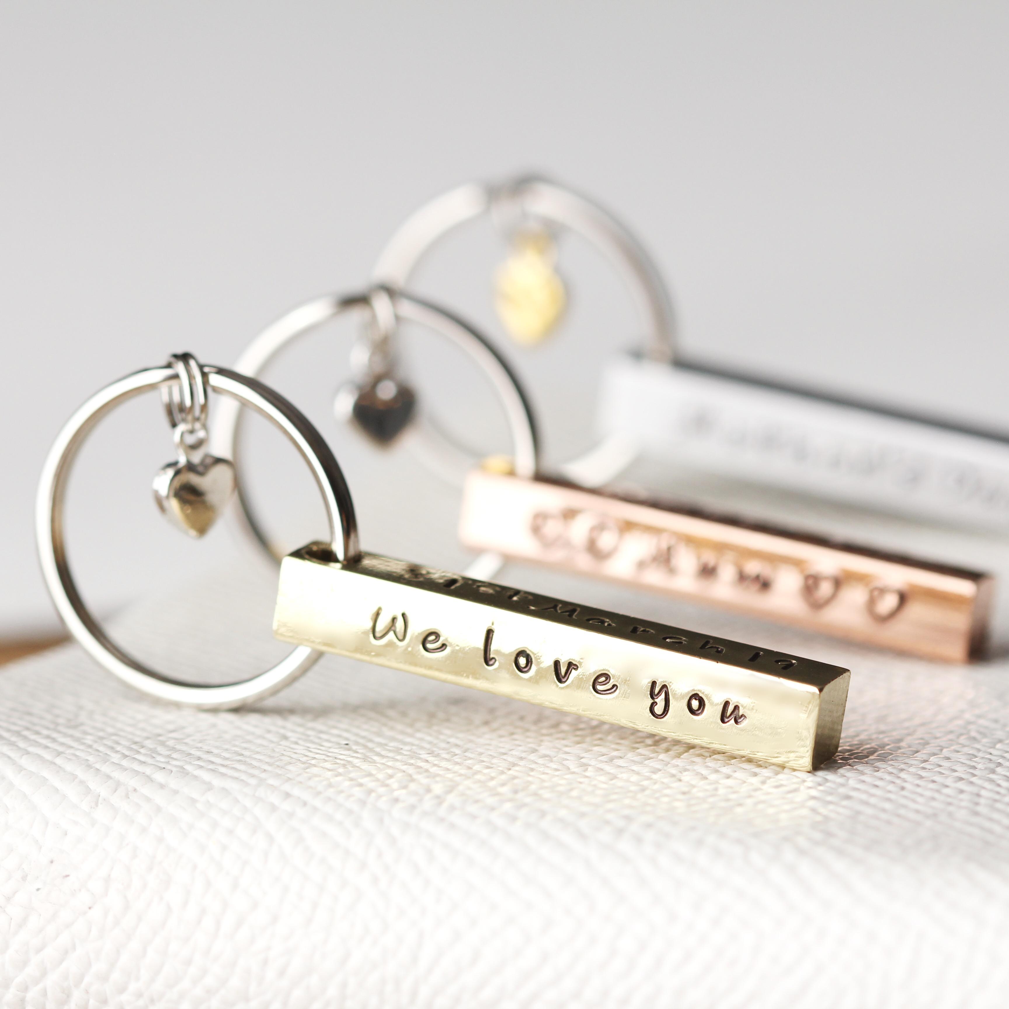 Personalised Brass Bar Keyring