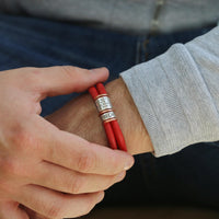 Soft Red Leather and Silver Medical Alert Bracelet - Thumbnail 2
