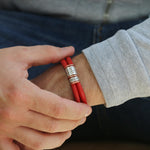 Soft Red Leather and Silver Medical Alert Bracelet - Image 2