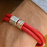 Soft Red Leather and Silver Medical Alert Bracelet - Image 3