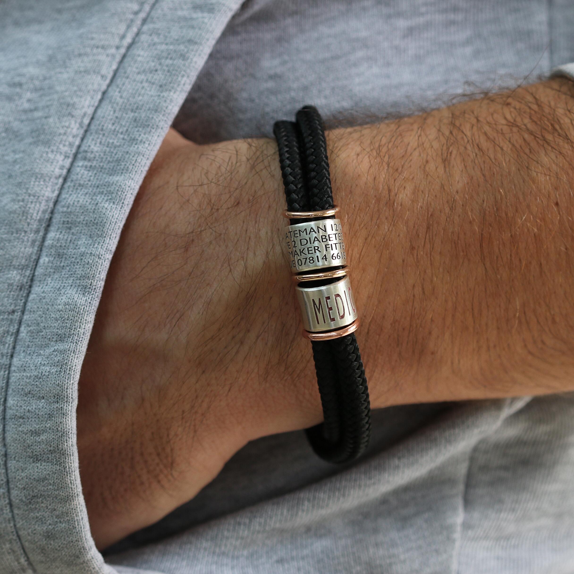 Medical ID Bracelets | Black Paracord Bracelet | Morgan & French