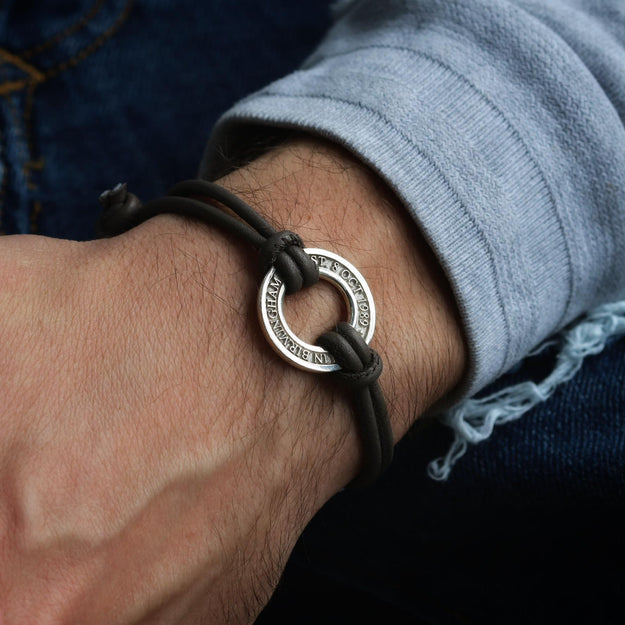 Men's Personalised Silver Washer Bracelet