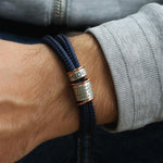 Navy Paracord and Silver Medical Alert Bracelet - Image 1