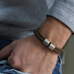 Earth Brown Paracord and Silver Medical Alert Bracelet - Image 1