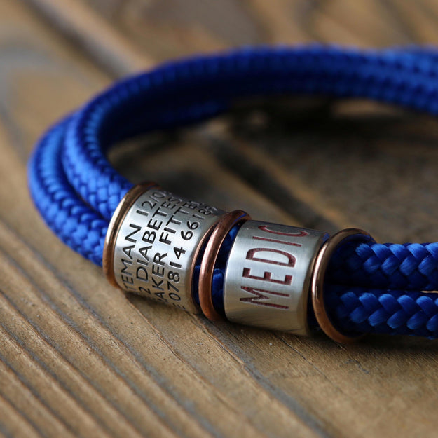 Royal Blue Paracord and Silver Medical Alert Bracelet - Image 1