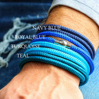 Turquoise Blue Paracord and Silver Medical Alert Bracelet
