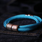 Turquoise Blue Paracord and Silver Medical Alert Bracelet - Image 1