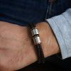 Dark Brown Braided Leather and Silver Medical Alert Bracelet - Thumbnail 2