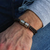 Dark Brown Braided Leather and Silver Medical Alert Bracelet - Thumbnail 4